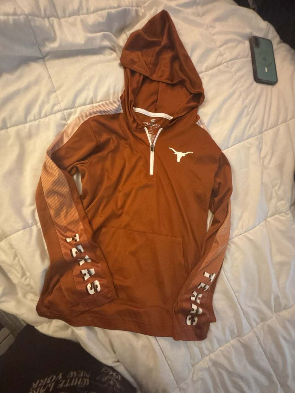 Colosseum Texas Longhorns Orange Quarter-Zip Pullover Hoodie Youth Medium